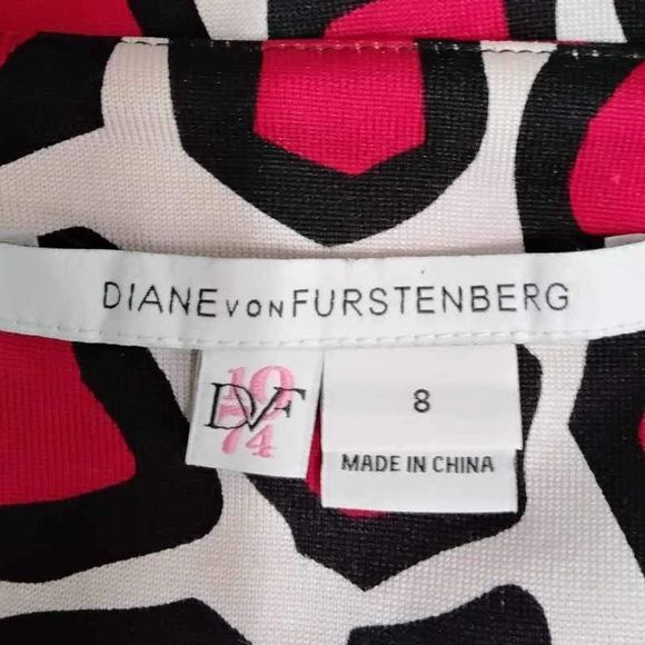 DIANE VON FURSTENBERG Reina Dress Long Sleeve Sheath Mini Giraffe Sz 8 DVF 1974 - Picture 7 of 8